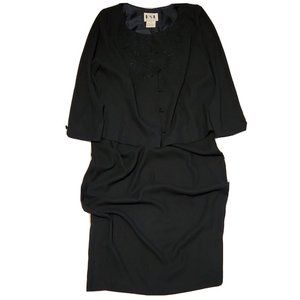 Women's Navy Formal Dress w/ Jacket by KSL Karin Stevens Size 16 Mother of Bride